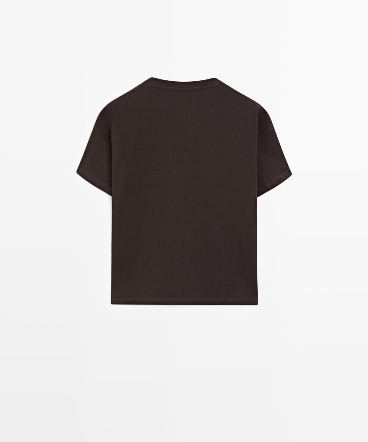 마시모두띠(MASSIMO DUTTI) 크롭핏 플루이드 브이넥 티셔츠