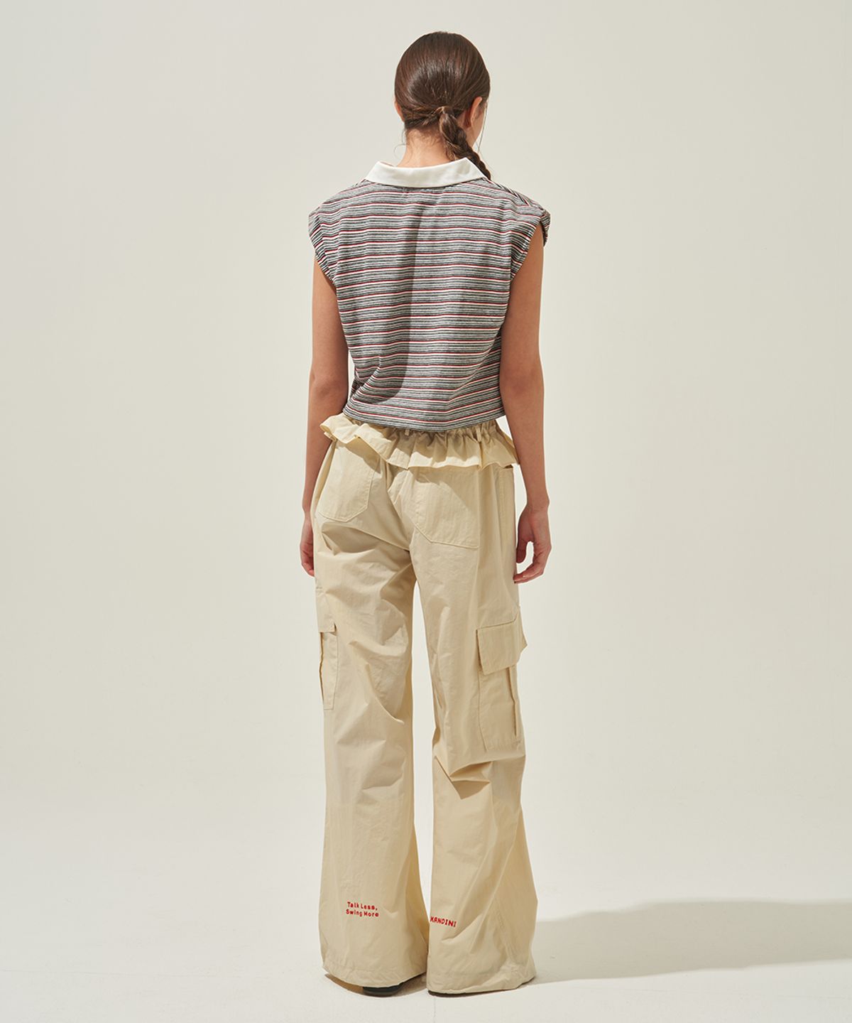 칸디니(KANDINI) 베이지 윈드 러플 포켓 팬츠