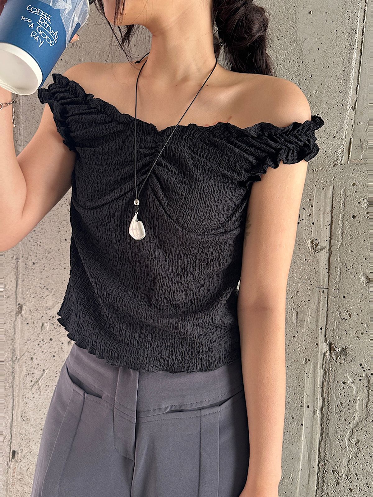 아포엠(APOEM) Mellow Wrinkle Top (3C)