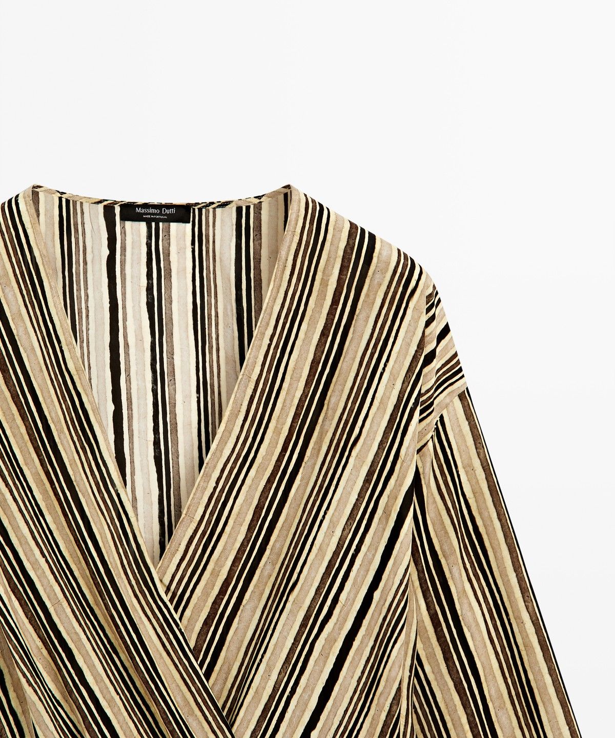 마시모두띠(MASSIMO DUTTI) 스트라이프 벨트 디테일 미디 원피스