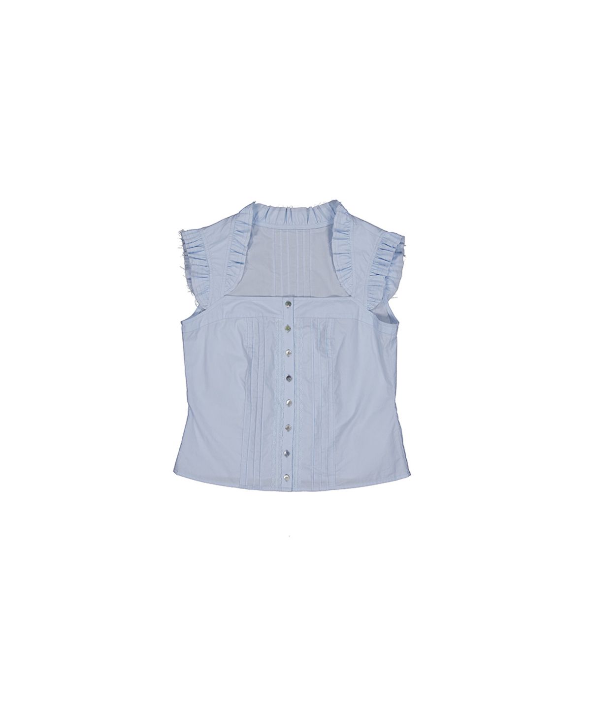 필세(PHILCE) Frill cap sleeveless blouse, Sky Blue
