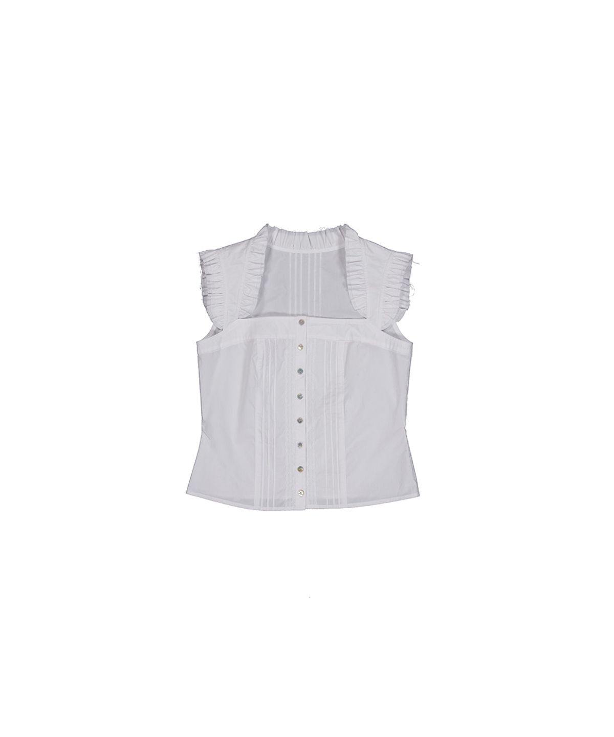 필세(PHILCE) Frill cap sleeveless blouse, White