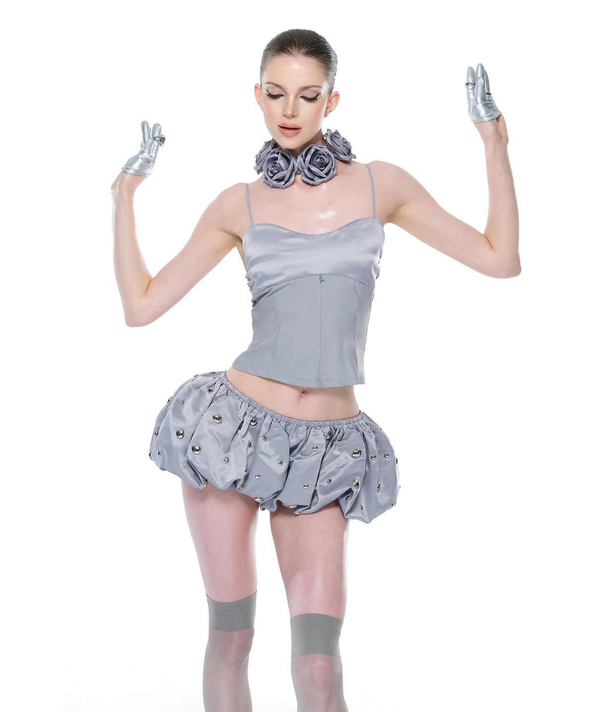 린하린(LYNHALYN) Scattered Stud Bloomers Shorts - Gray