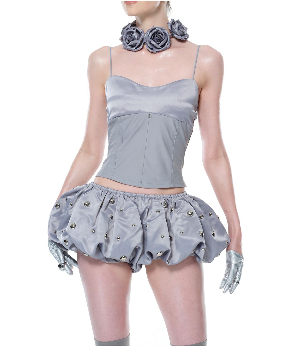 린하린(LYNHALYN) Scattered Stud Bloomers Shorts - Gray