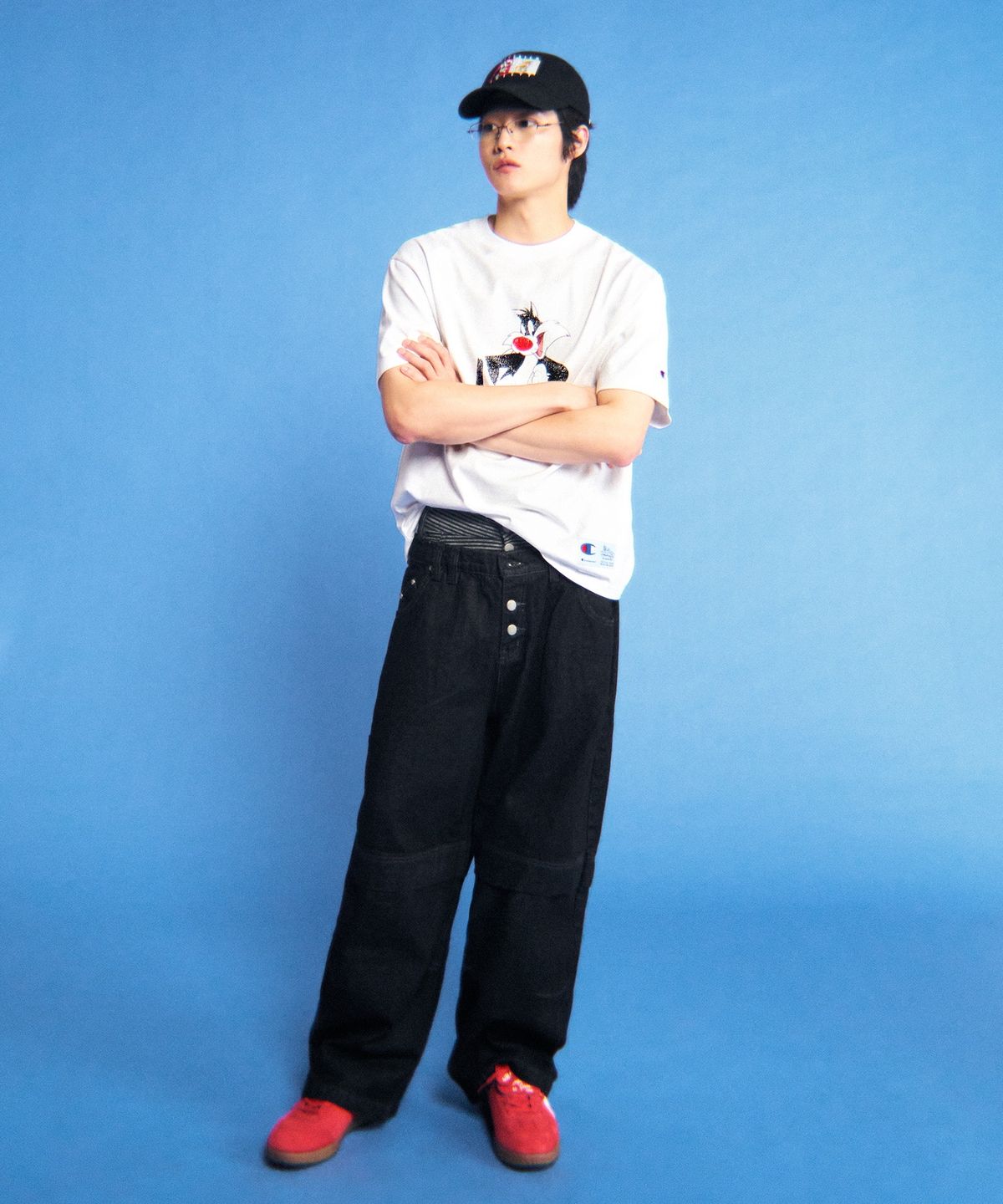 챔피온(CHAMPION) 챔피온 X 루니툰즈 반팔 티셔츠 실베스터 White