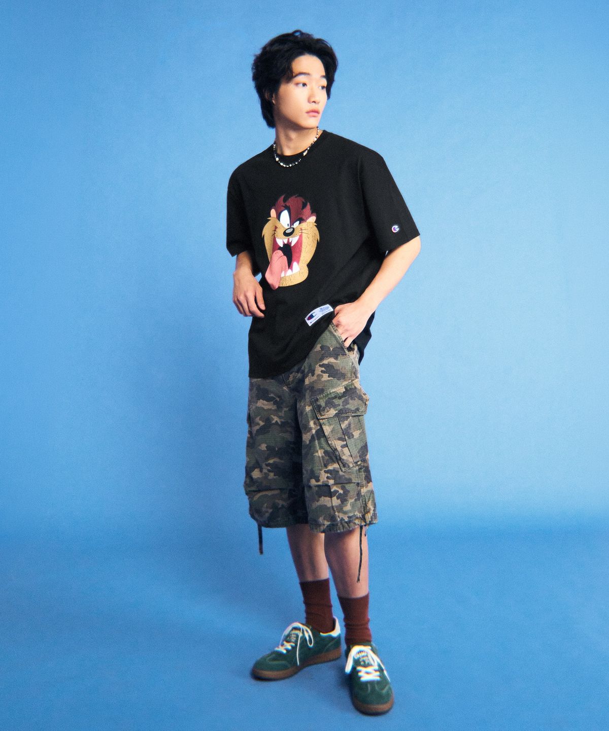 챔피온(CHAMPION) 챔피온 X 루니툰즈 반팔 티셔츠 타츠 Black