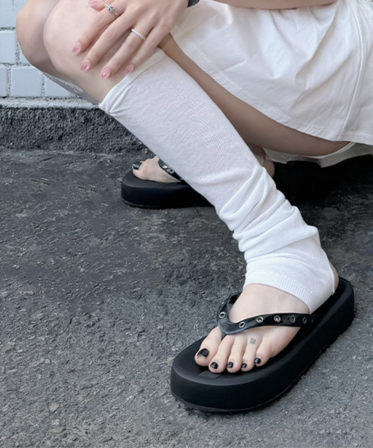 락피쉬웨더웨어(ROCKFISH WEATHERWEAR) FLIPFLOW PLATFORM(EYELET) - BLACK