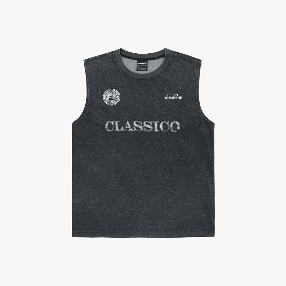 디아도라(diadora) 워싱 그래픽 슬리브리스 DARK GREY