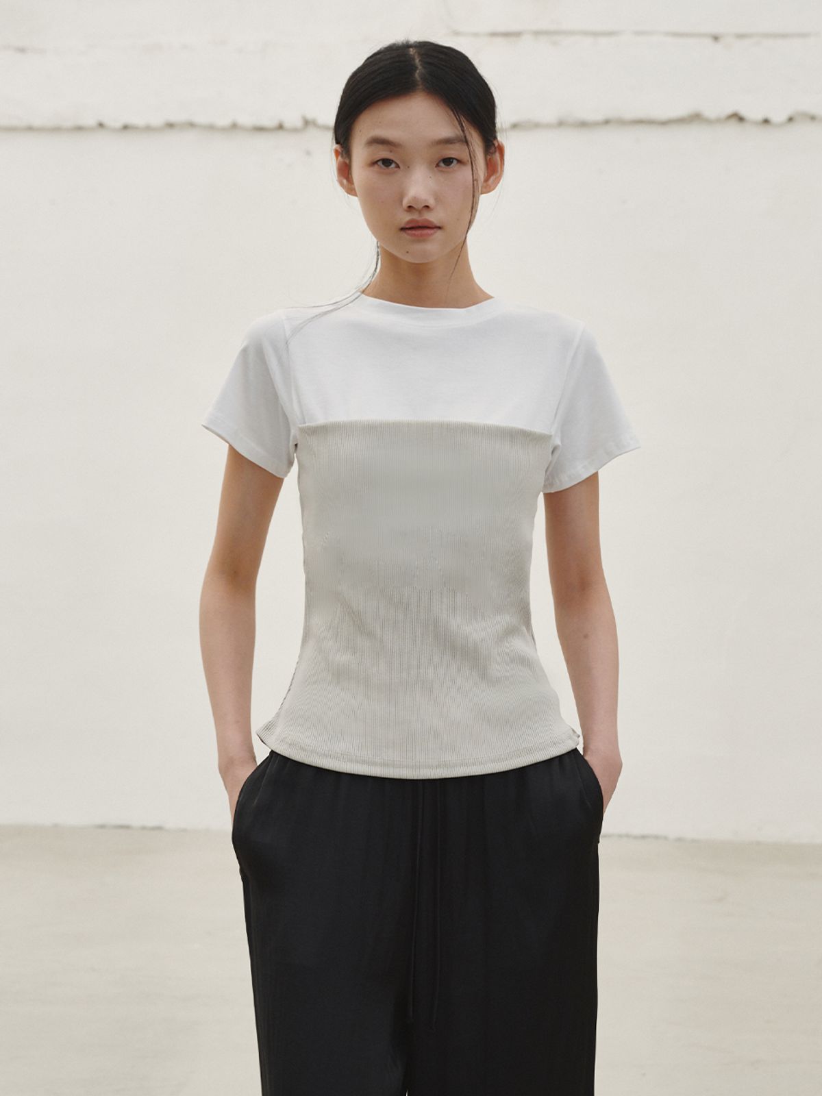 누브(NOUVE) 레이어드 탑 티셔츠 - 라이트 그린 / layered Top T-shirt - L. Green