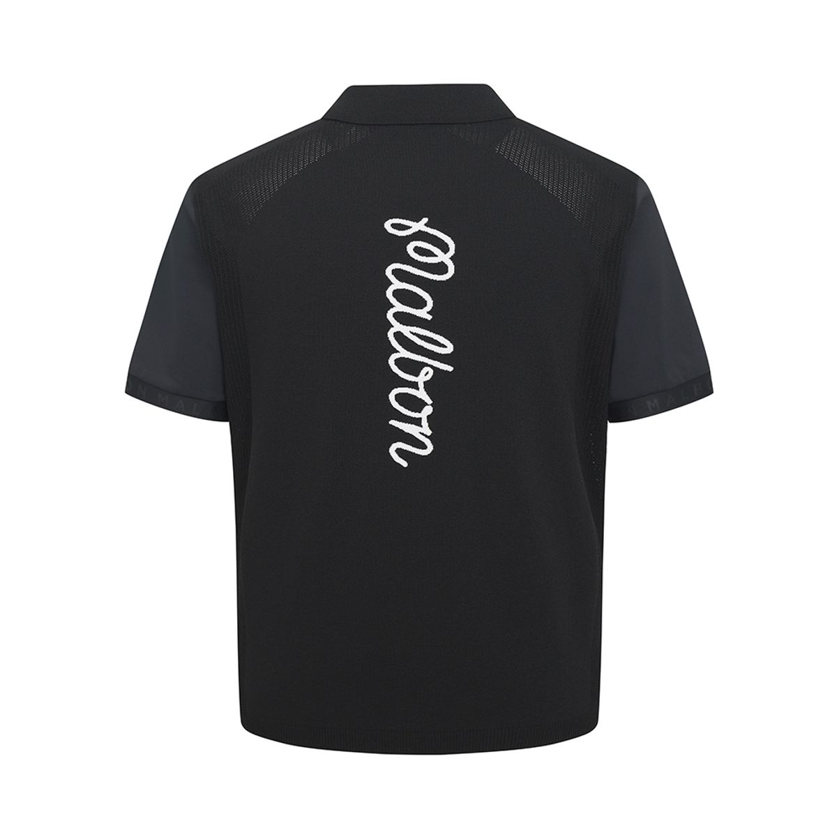 말본 골프(MALBON GOLF) 등 니트 하이브리드 폴로 셔츠 BLACK (MAN)