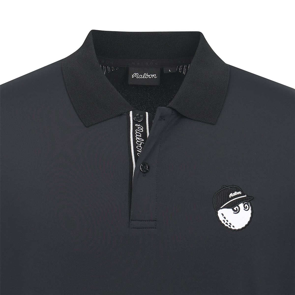 말본 골프(MALBON GOLF) 등 니트 하이브리드 폴로 셔츠 BLACK (MAN)