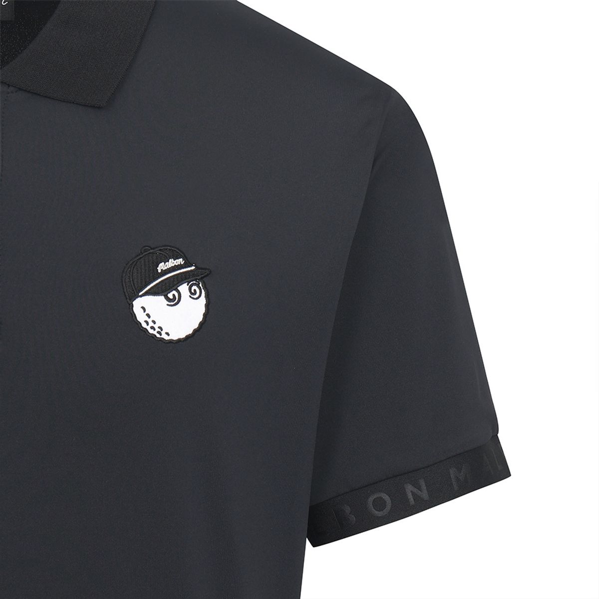 말본 골프(MALBON GOLF) 등 니트 하이브리드 폴로 셔츠 BLACK (MAN)