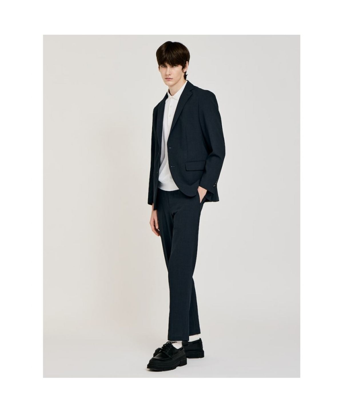 GLXY (갤럭시 라이프스타일)(GLXY (GALAXY LIFESTYLE)) [三無衣服] 스트레치 셋업 재킷 - 네이비