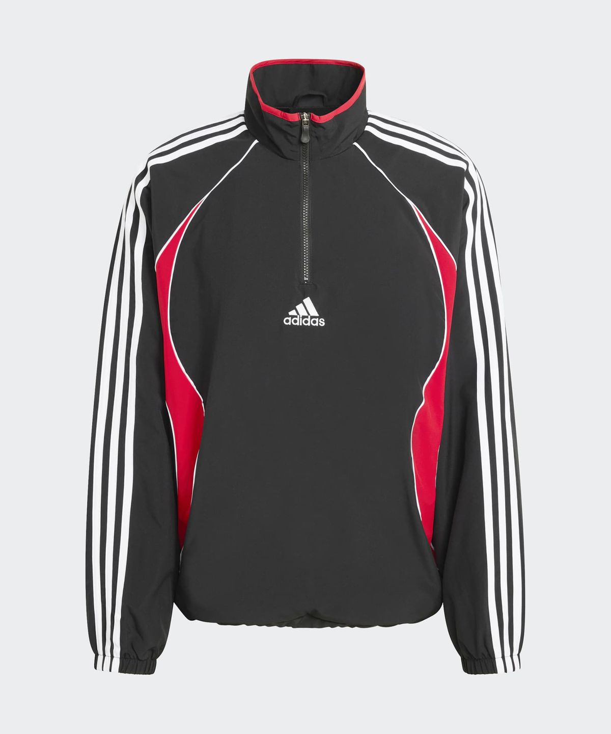 아디다스(ADIDAS) 팀가이스트 하프 지퍼 스웨트 셔츠 - 블랙:레드 / KE2765