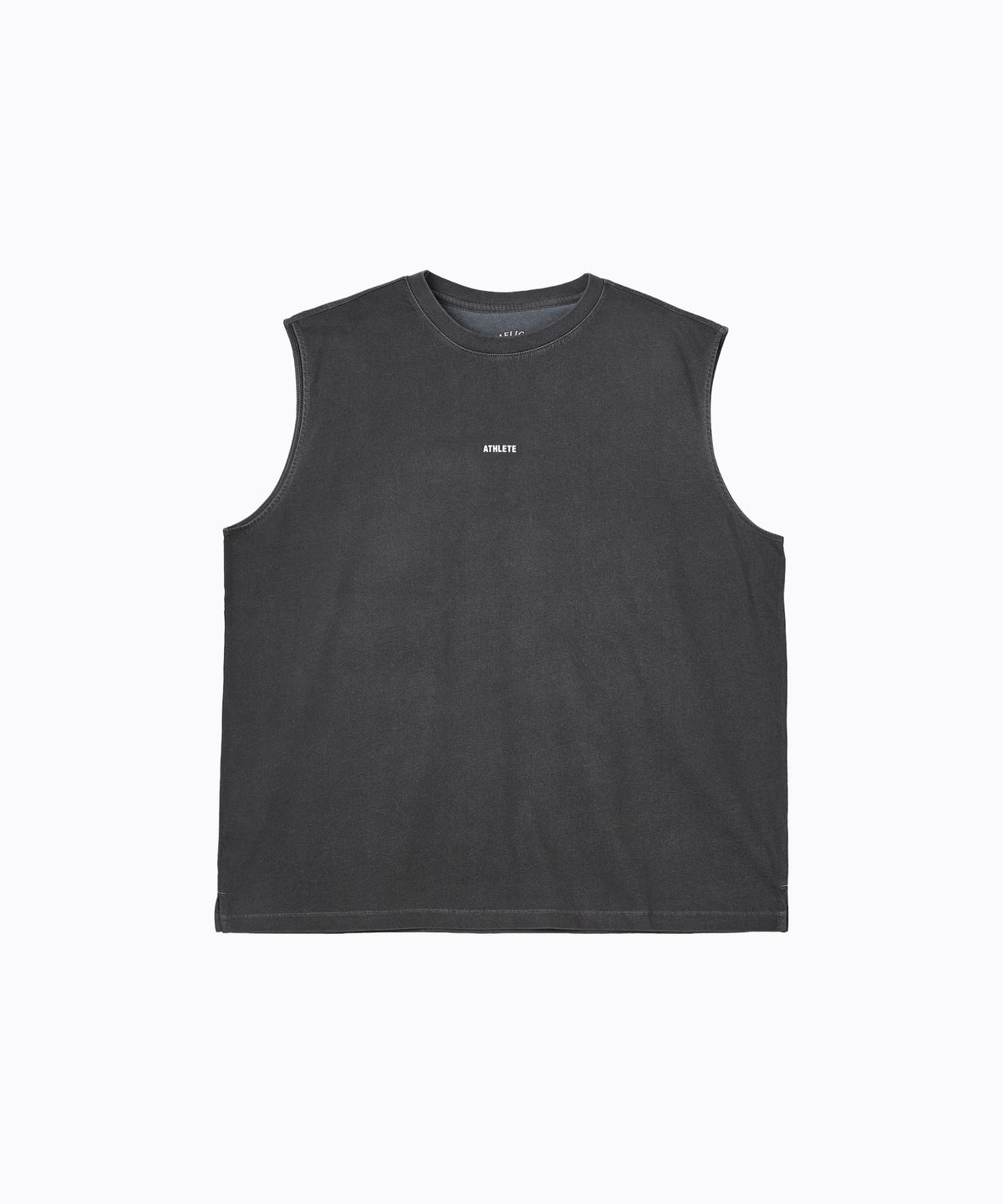 라임라잇 어패럴(LIMELIGHT APPAREL) 애슬릿 백 로고 쿨링 오버사이즈 슬리브리스 (차콜/화이트)