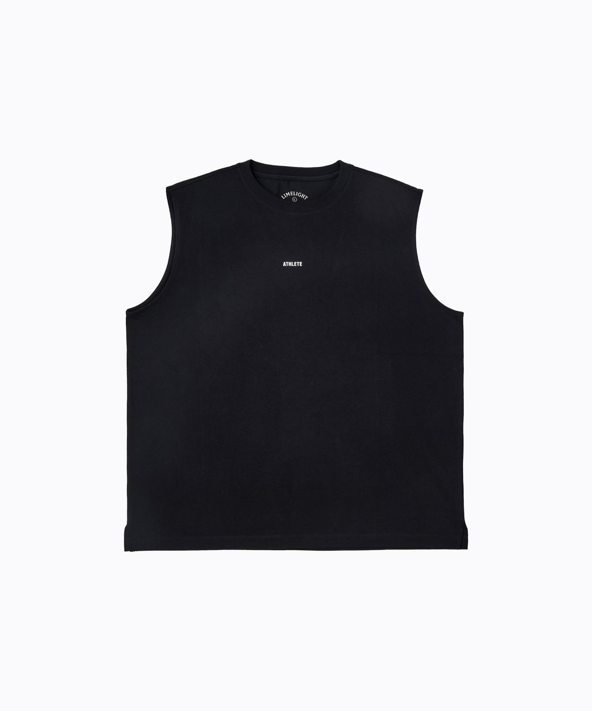 라임라잇 어패럴(LIMELIGHT APPAREL) 애슬릿 백 로고 쿨링 오버사이즈 슬리브리스 (블랙/화이트)