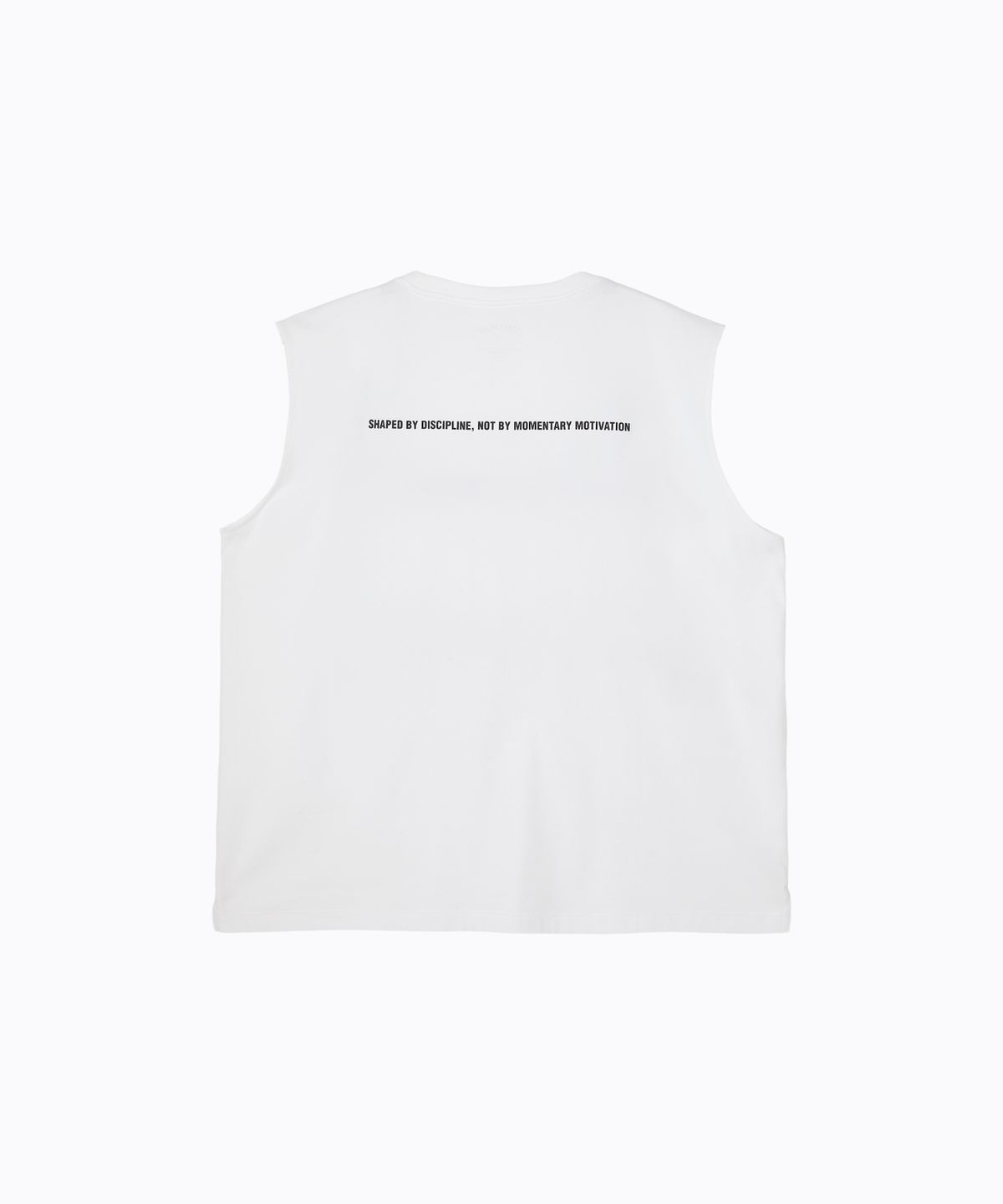 라임라잇 어패럴(LIMELIGHT APPAREL) 애슬릿 디서플린 백 로고 쿨링 오버사이즈 슬리브리스 (화이트/블랙)