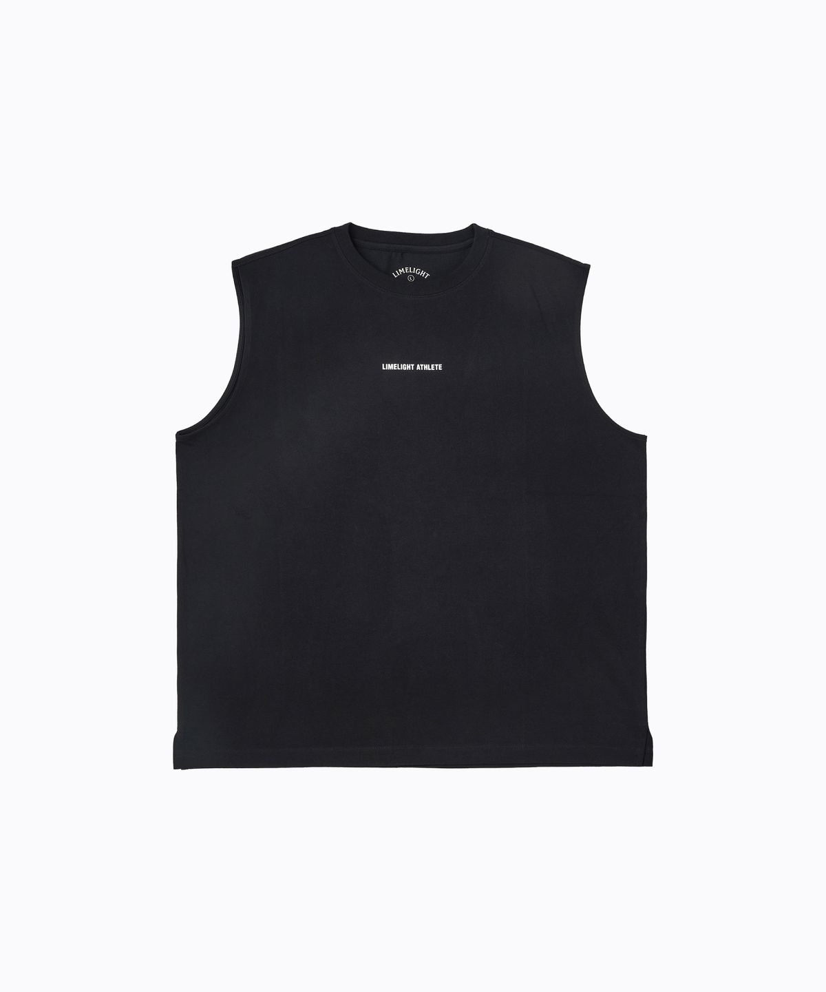 라임라잇 어패럴(LIMELIGHT APPAREL) 애슬릿 디서플린 백 로고 쿨링 오버사이즈 슬리브리스 (블랙/화이트)