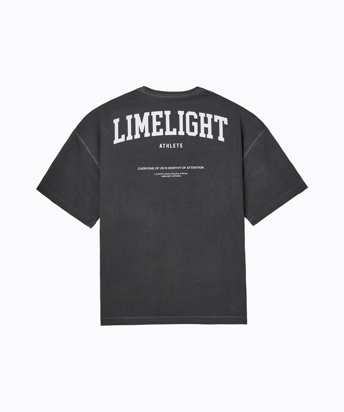 라임라잇 어패럴(LIMELIGHT APPAREL) 라임라잇 백 로고 쿨링 오버사이즈 티셔츠 (차콜/화이트)