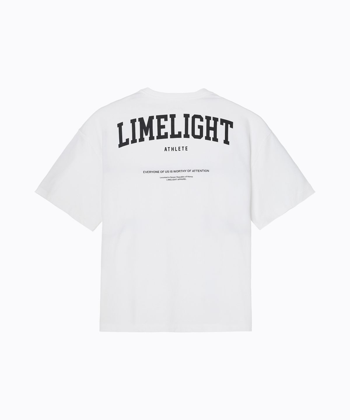 라임라잇 어패럴(LIMELIGHT APPAREL) 라임라잇 백 로고 쿨링 오버사이즈 티셔츠 (화이트/블랙)