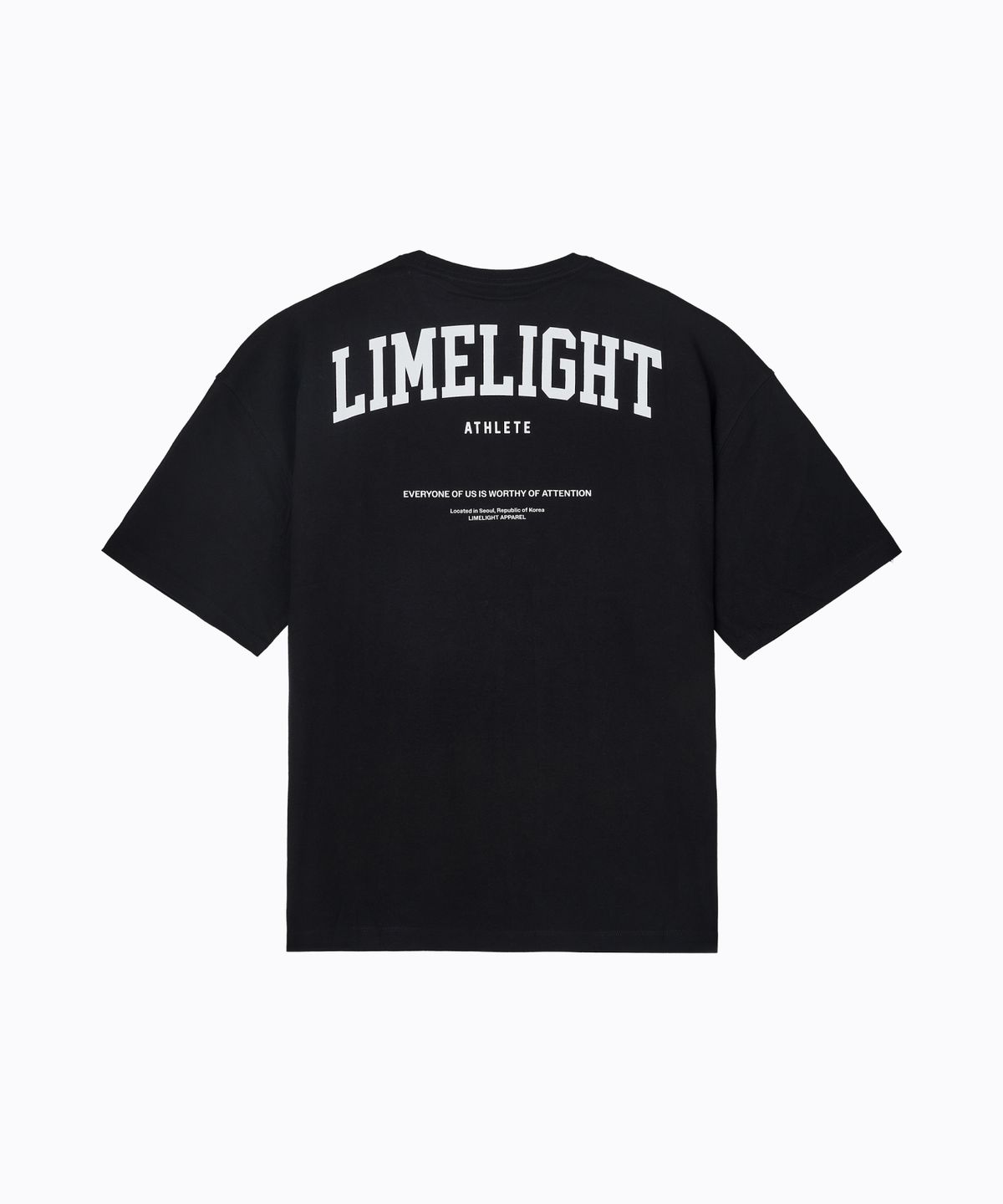 라임라잇 어패럴(LIMELIGHT APPAREL) 라임라잇 백 로고 쿨링 오버사이즈 티셔츠 (블랙/화이트)