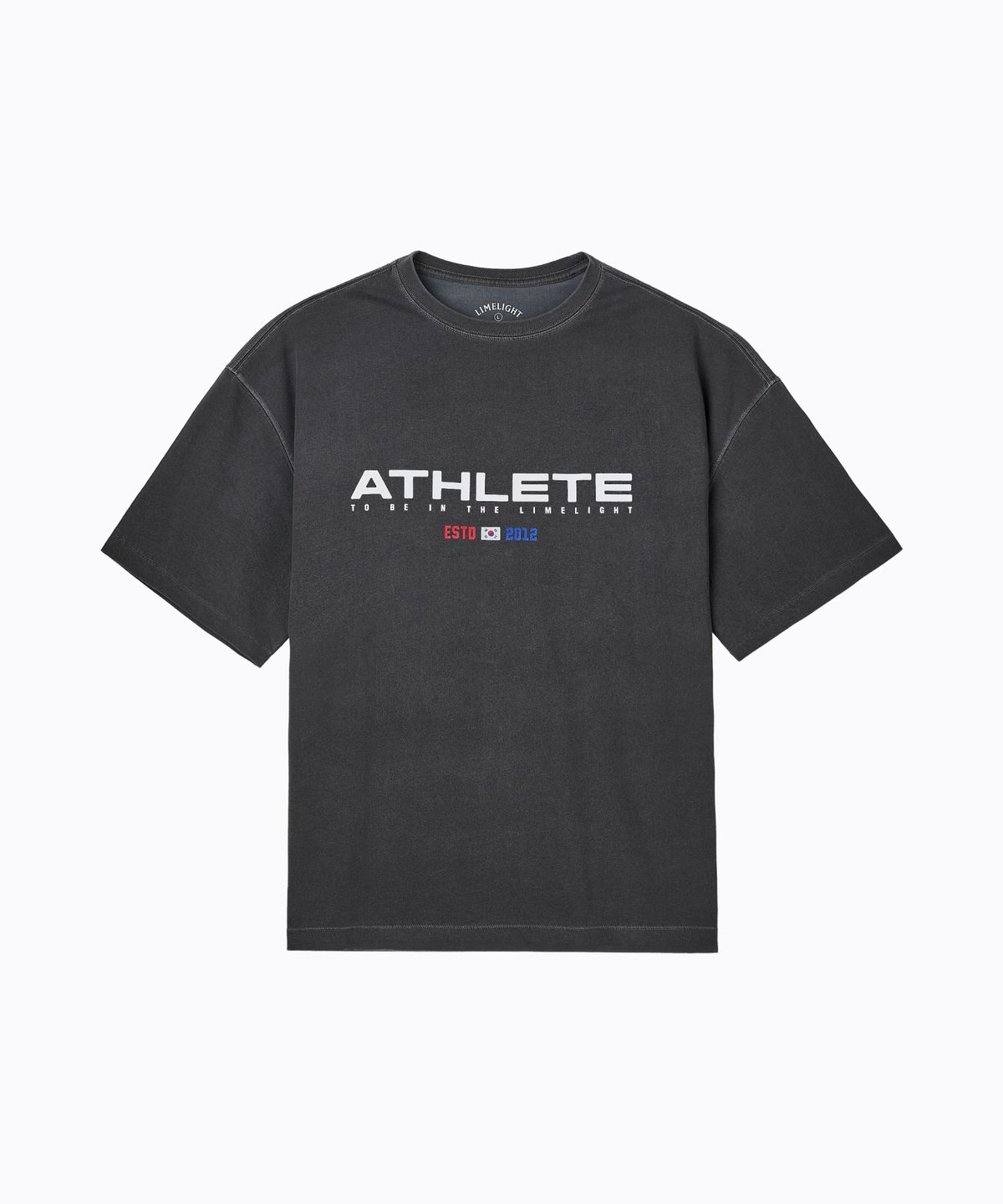 라임라잇 어패럴(LIMELIGHT APPAREL) 애슬릿 빅 로고 쿨링 오버사이즈 티셔츠 (차콜/화이트)