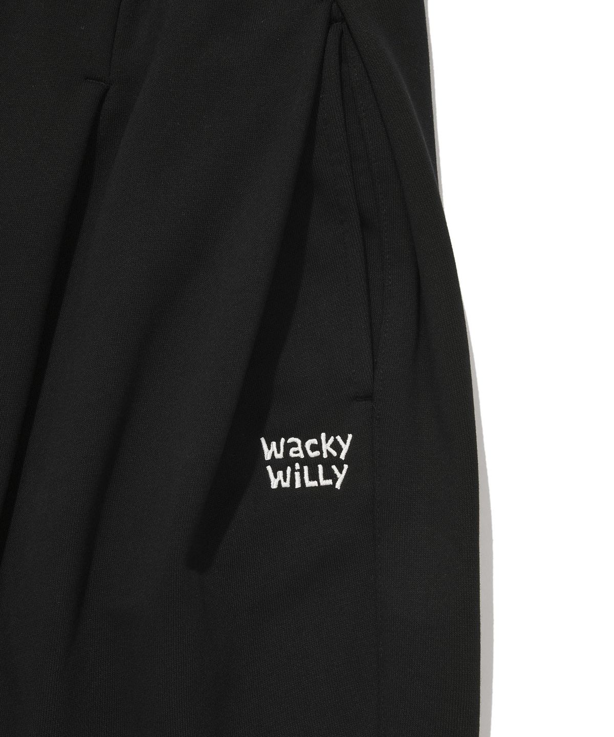 와키윌리(WACKY WILLY) 쓰리턱 와이드 스웻 팬츠 블랙