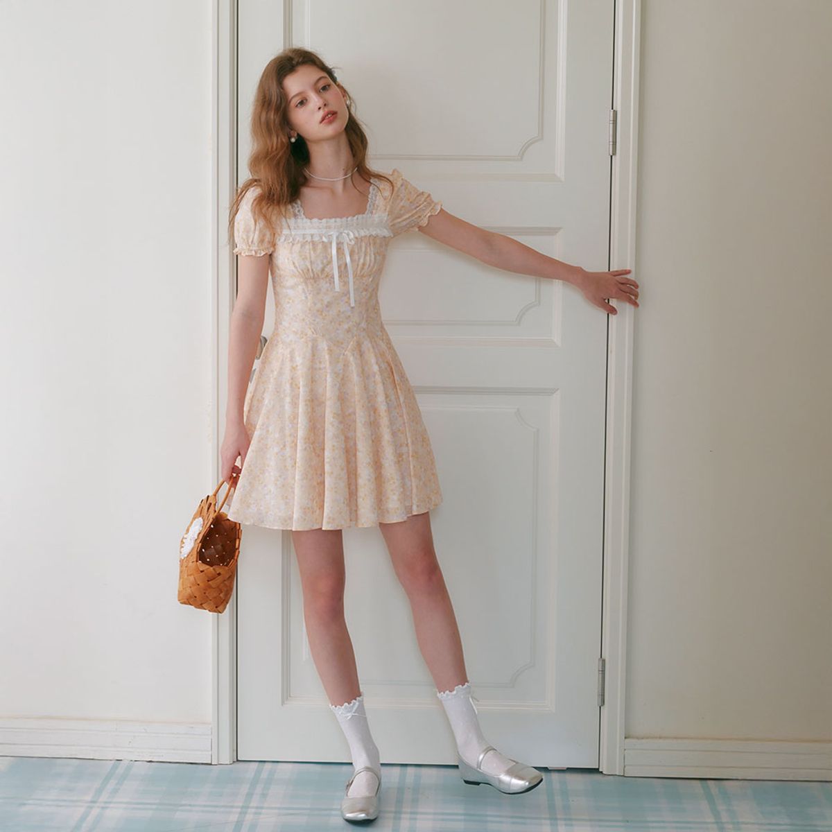 쎄무아듀(CEST MOIDEW) Cest_Floral lace puff sleeve dress