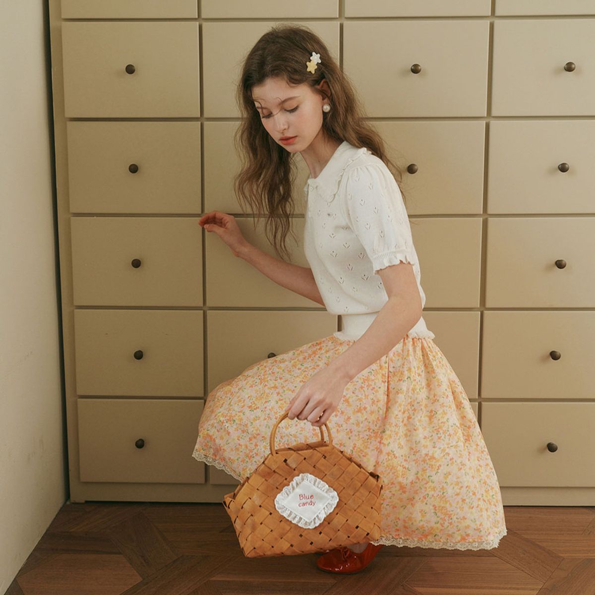 쎄무아듀(CEST MOIDEW) Cest_Floral lace trim mini skirt