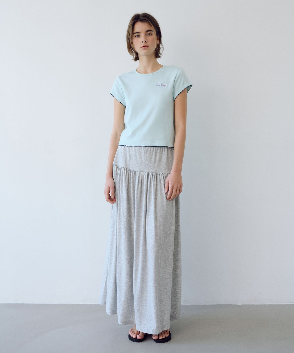 유라고(URAGO) Tencel shirring long skirt