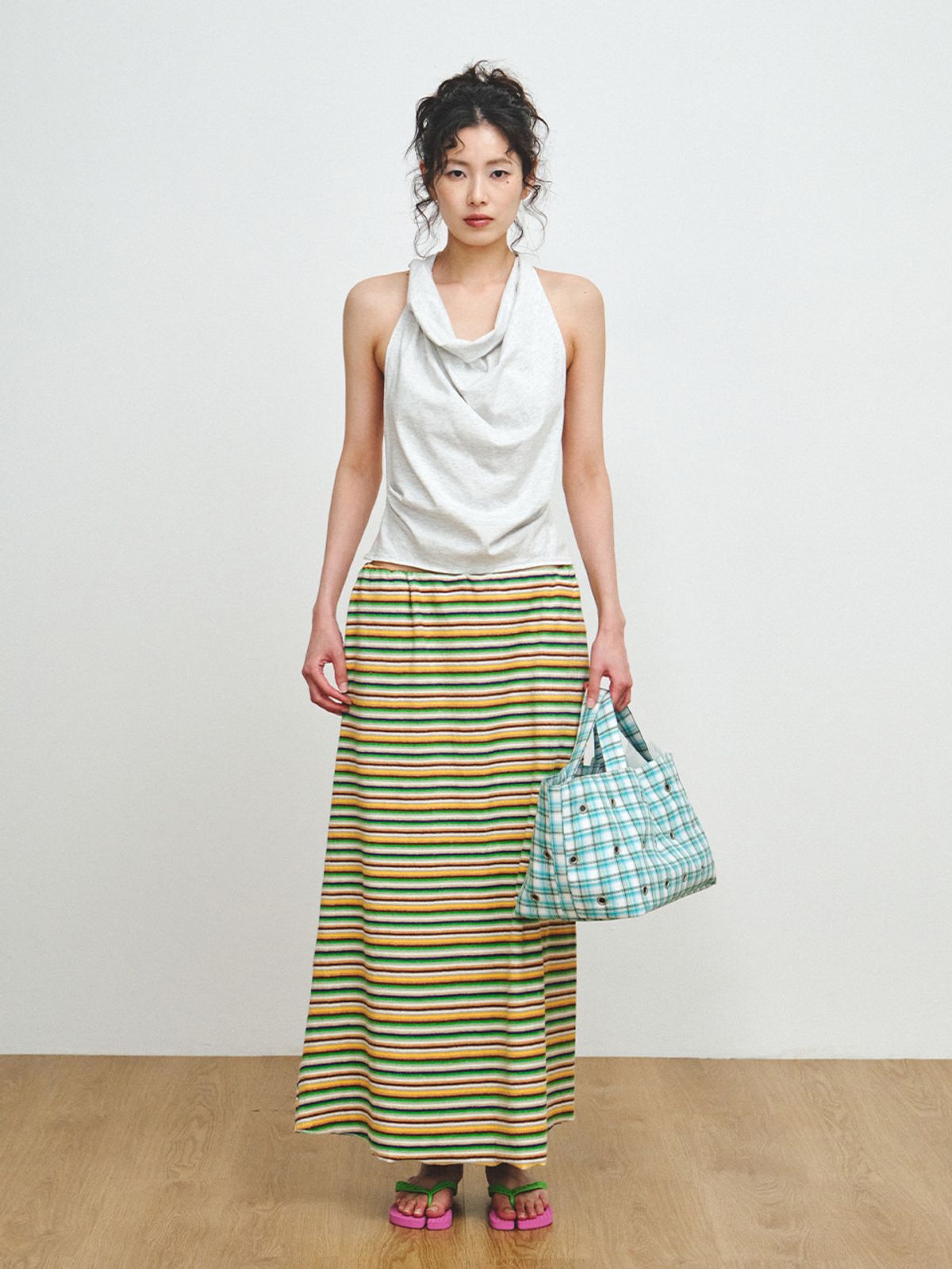 플리즈프로젝트(PLZPROJECT) HALTER NECK SLEEVELESS, WHITE MELANGE