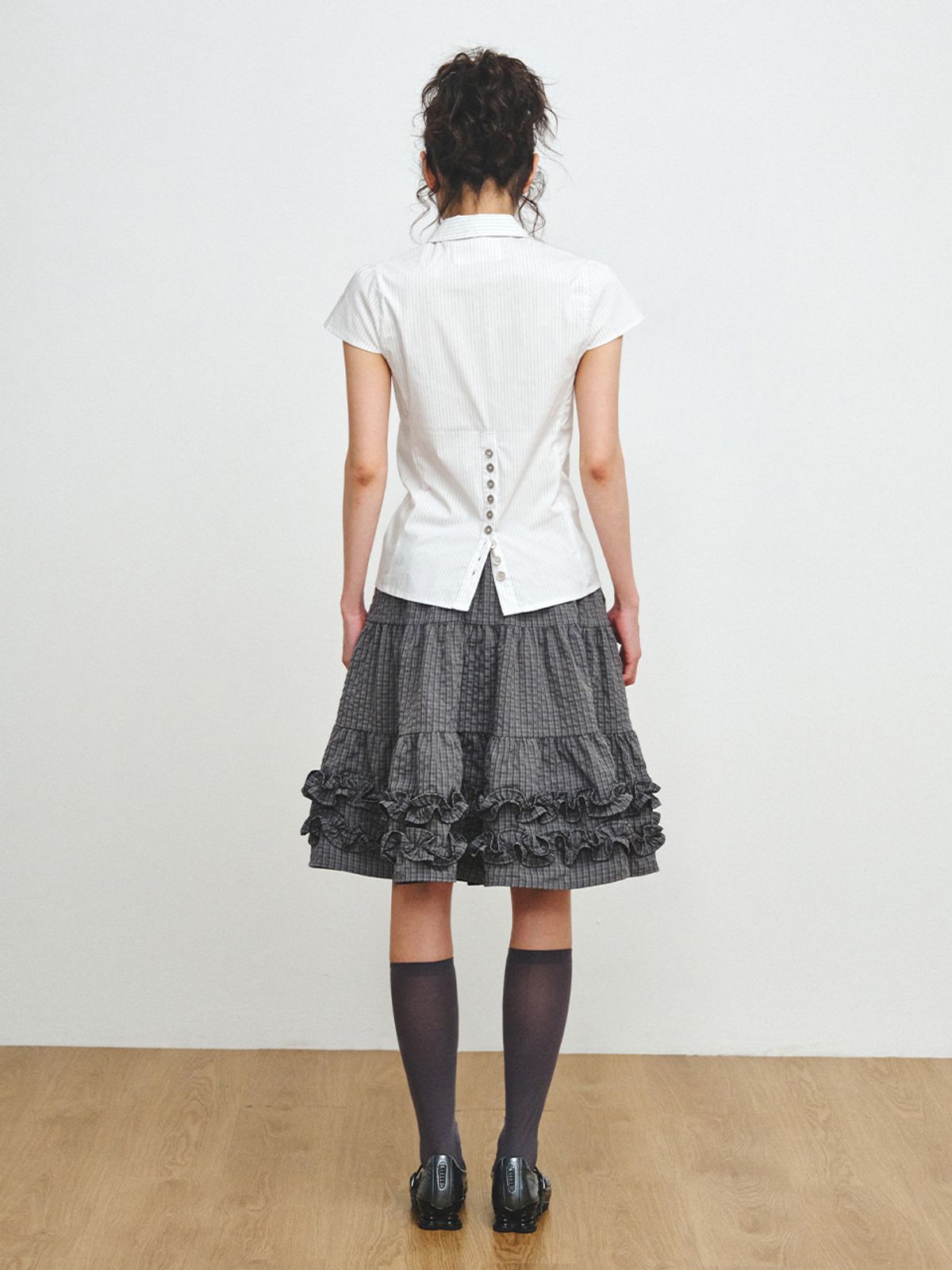 플리즈프로젝트(PLZPROJECT) CAN_CAN FRILL SKIRT, CHARCOAL