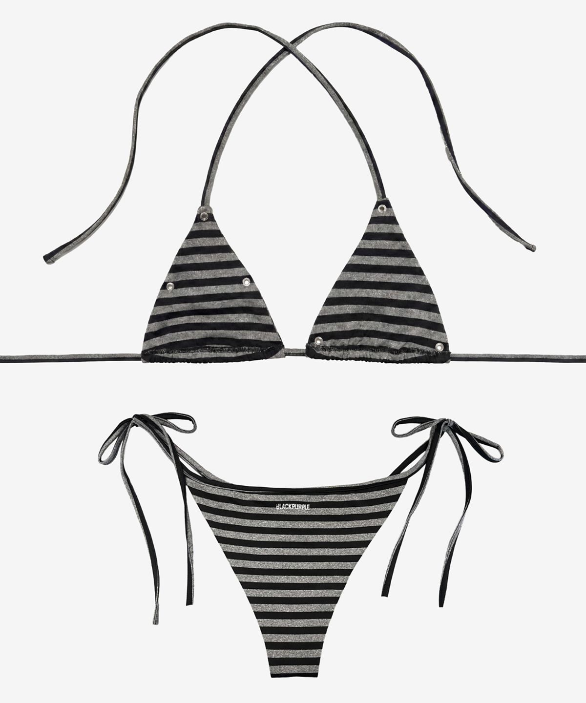 블랙 퍼플(BLACK PURPLE) 오프그리드 스트라이프 비키니_그레이 Offgrid Stripe Bikini_Gray