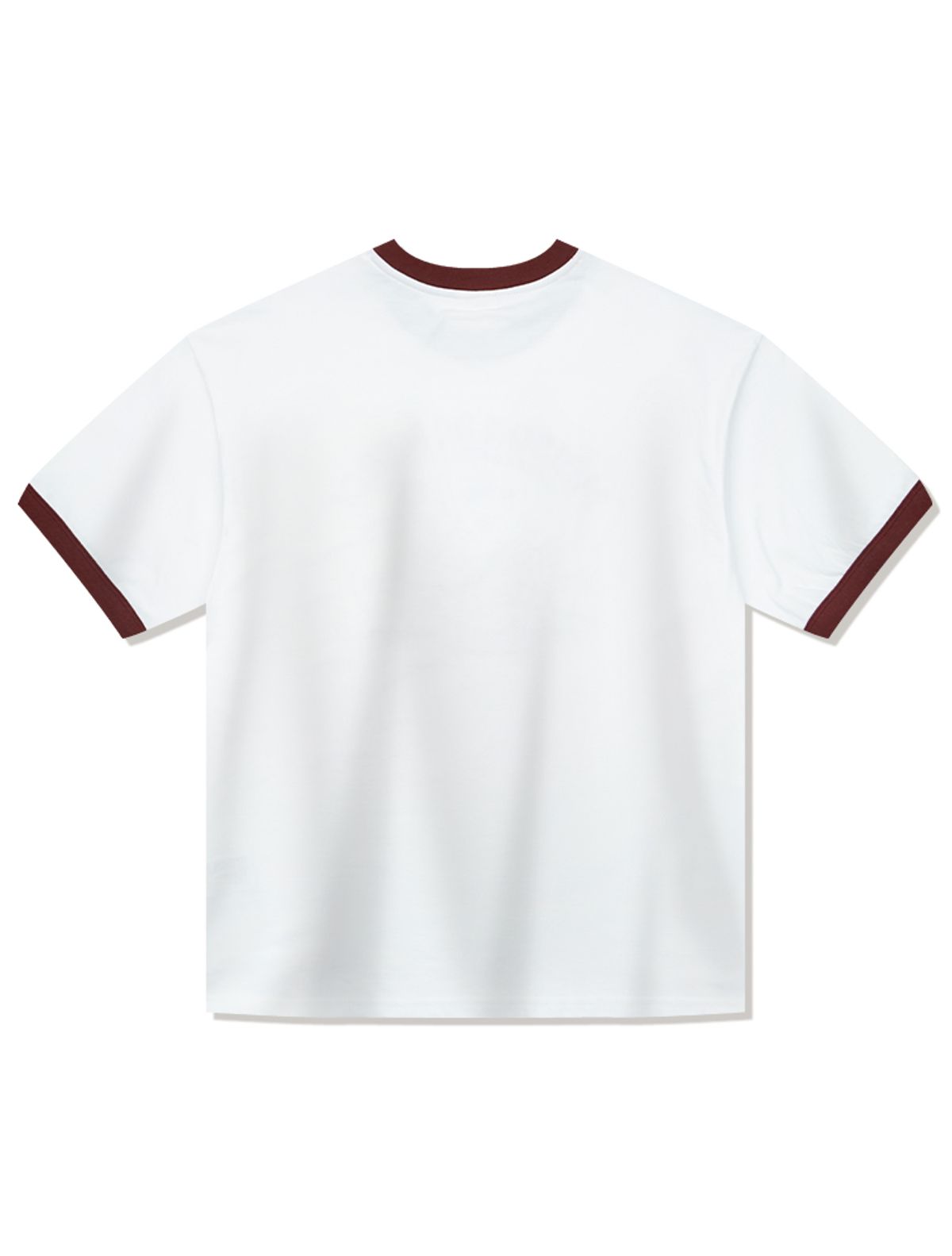 라 메종 스튜디오(LA MAISON STUDIO) UNISEX 오버핏 퍼피서핑 링거 반소매 티셔츠 화이트다크레드(FCE2TS401M)