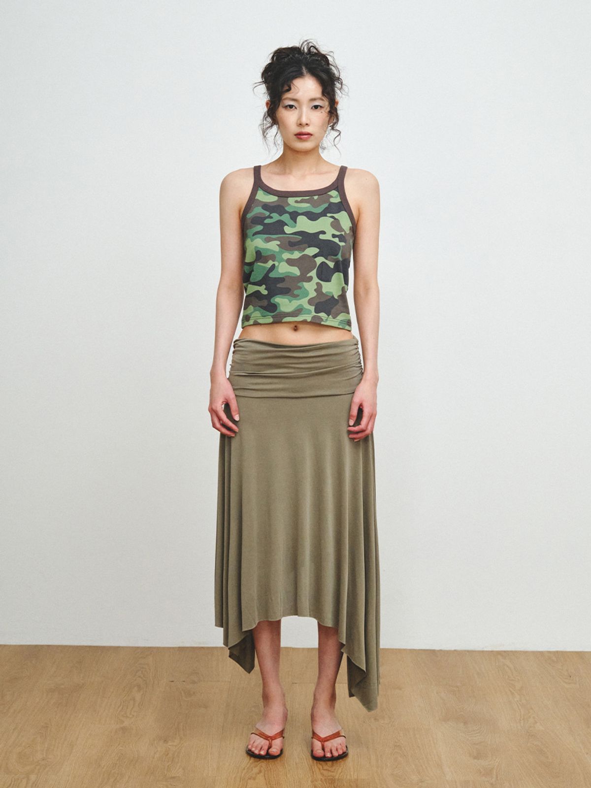 플리즈프로젝트(PLZPROJECT) WAIST SHIRRING SKIRT, TAUPE