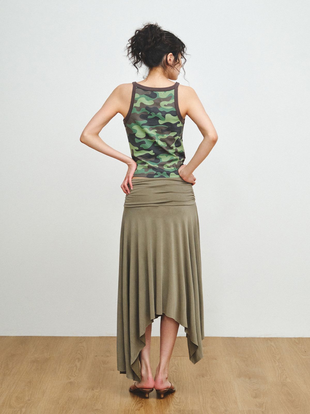 플리즈프로젝트(PLZPROJECT) WAIST SHIRRING SKIRT, TAUPE