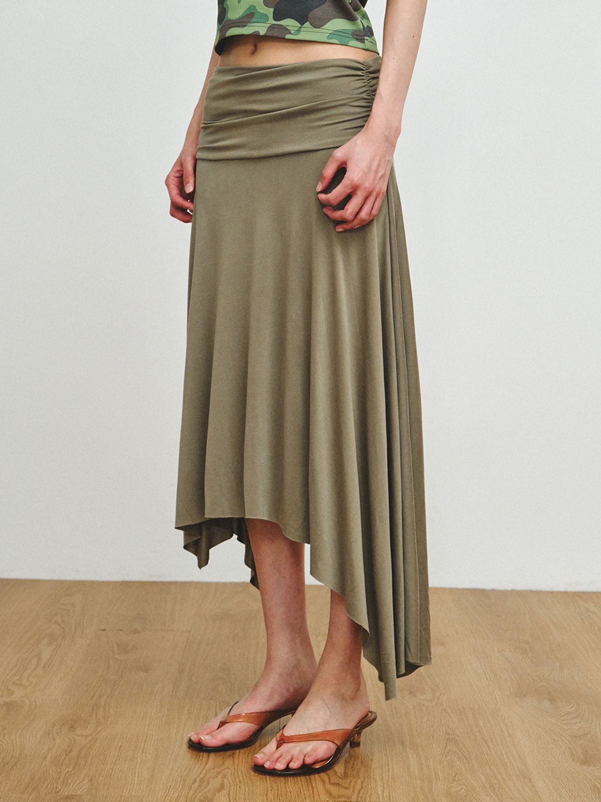 플리즈프로젝트(PLZPROJECT) WAIST SHIRRING SKIRT, TAUPE