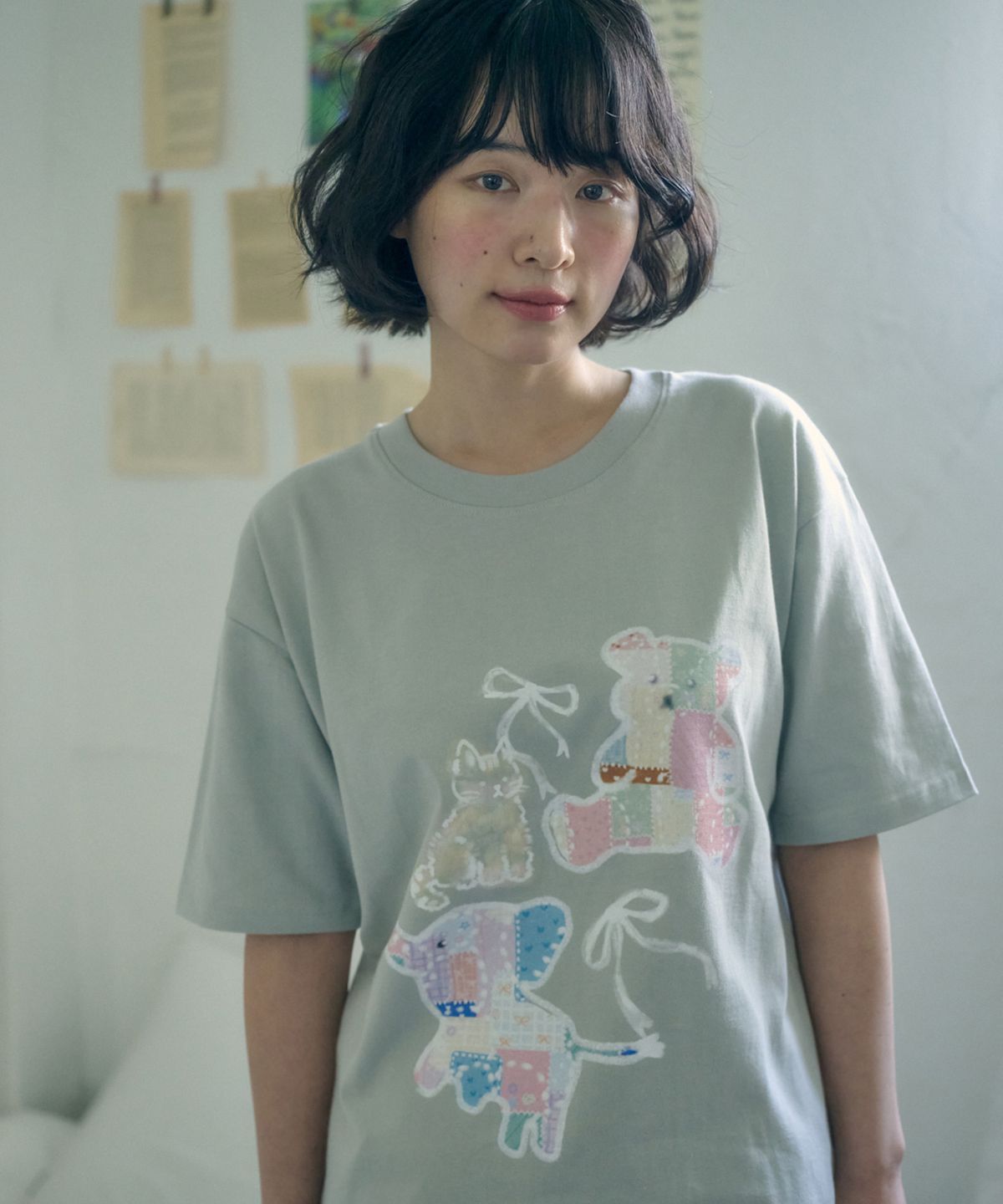 엠블러(AMBLER) Vintage Bear 그래픽 반팔 티셔츠 AS1314 (그린)