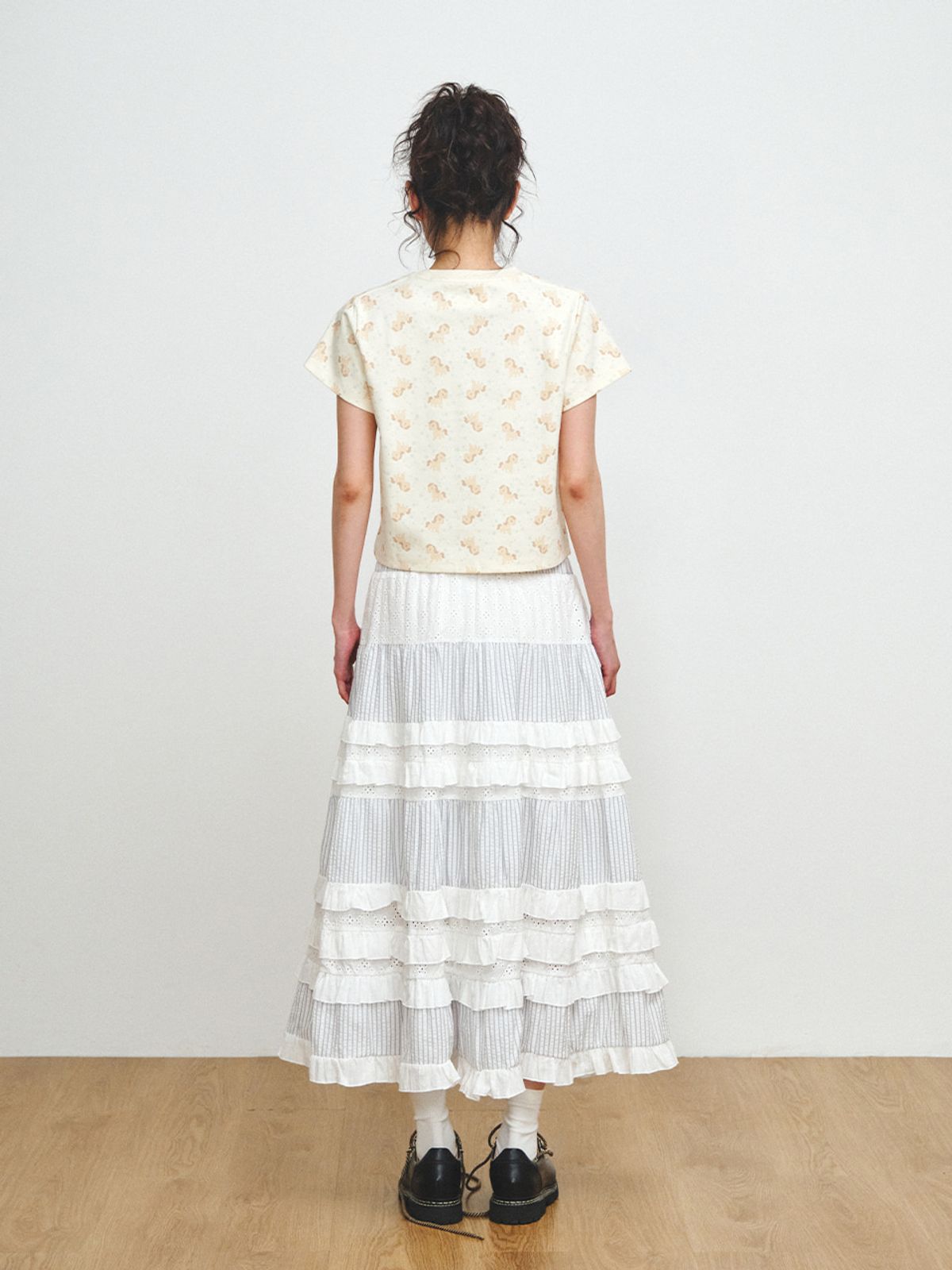 플리즈프로젝트(PLZPROJECT) EYELET FRILL SKIRT, WHITE