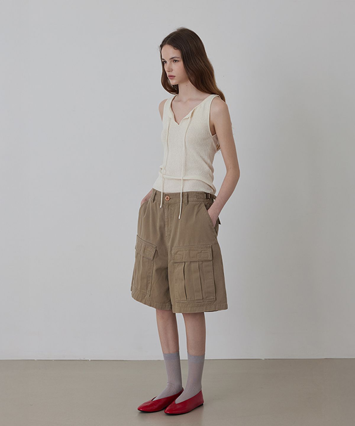 퀸스래빗(Q'SRB) Cargo Buckle Bermuda Pants
