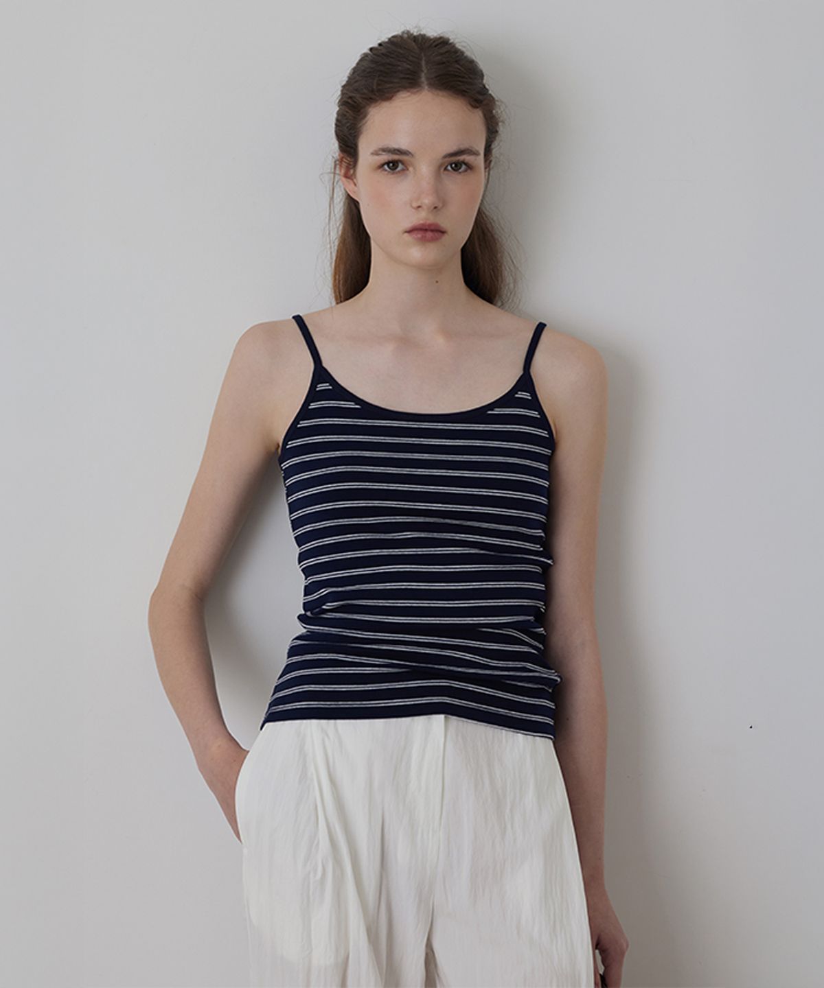 퀸스래빗(Q'SRB) Stripe Cotton Span Slim Sleeveless_TOP