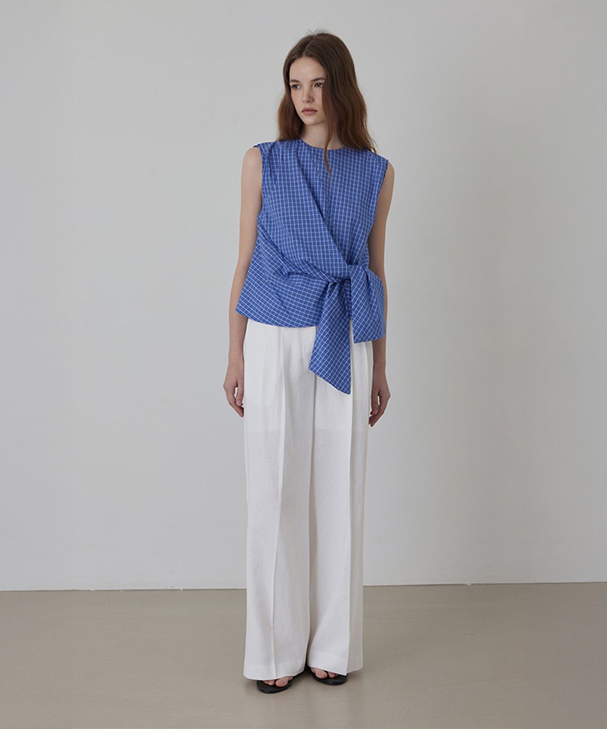 퀸스래빗(Q'SRB) Linen Two-Tuck Wide Slacks Pants