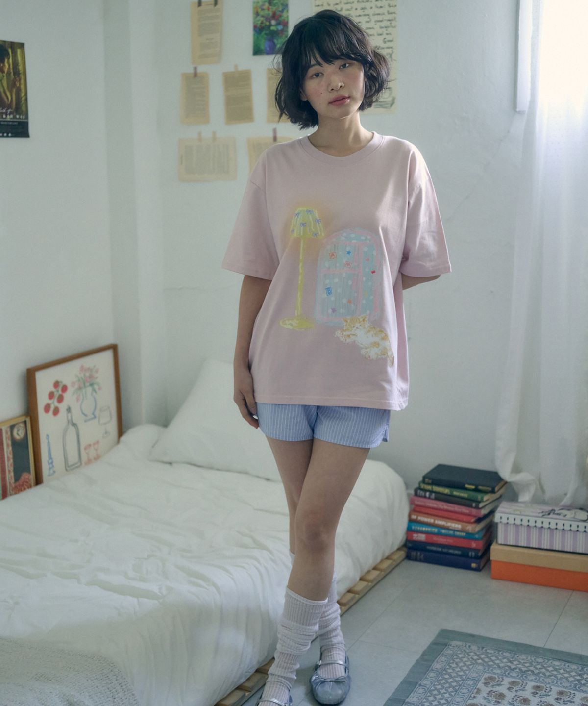 엠블러(AMBLER) Cozy Kitchen 그래픽 반팔 티셔츠 AS1315 (핑크)