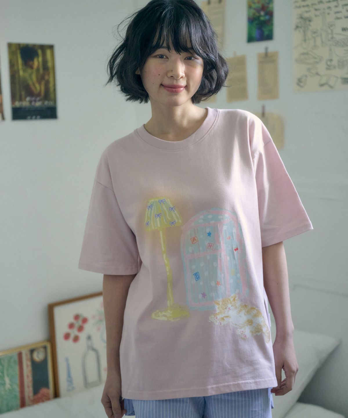 엠블러(AMBLER) Cozy Kitchen 그래픽 반팔 티셔츠 AS1315 (핑크)