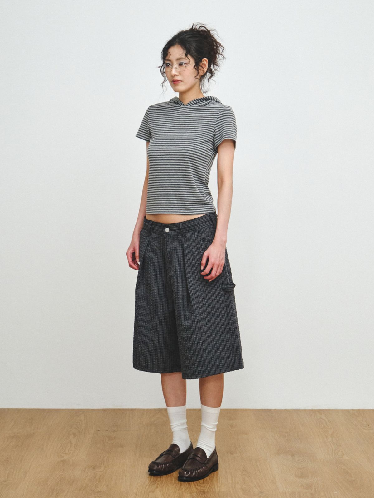 플리즈프로젝트(PLZPROJECT) GRID CHECK BERMUDA PANTS, BLACK