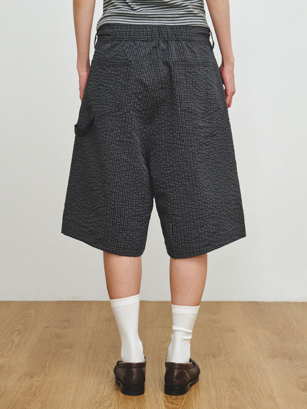 플리즈프로젝트(PLZPROJECT) GRID CHECK BERMUDA PANTS, BLACK
