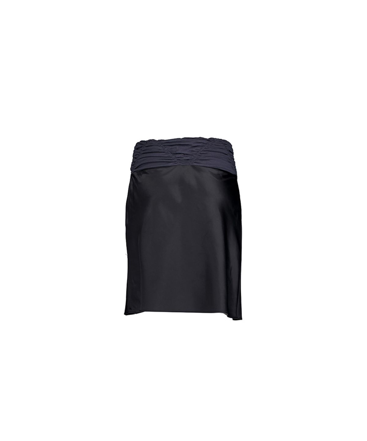 필세(PHILCE) Shirring Satin Midi Skirt, Black