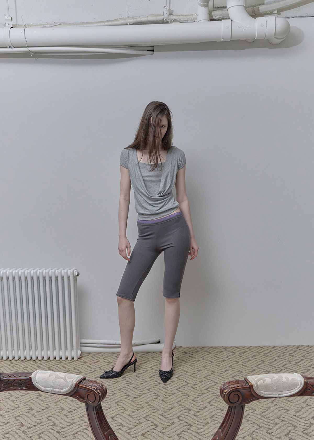 필세(PHILCE) Wrap Layered Short Sleeveless, Gray