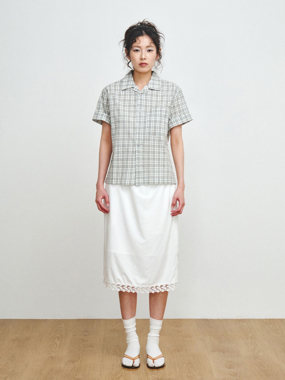 플리즈프로젝트(PLZPROJECT) LACE MIDI SKIRT, WHITE