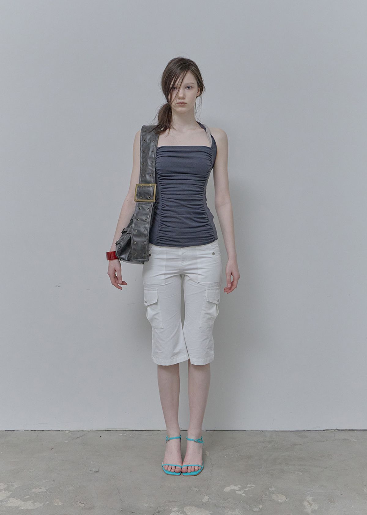 필세(PHILCE) Low capri cargo pants, White